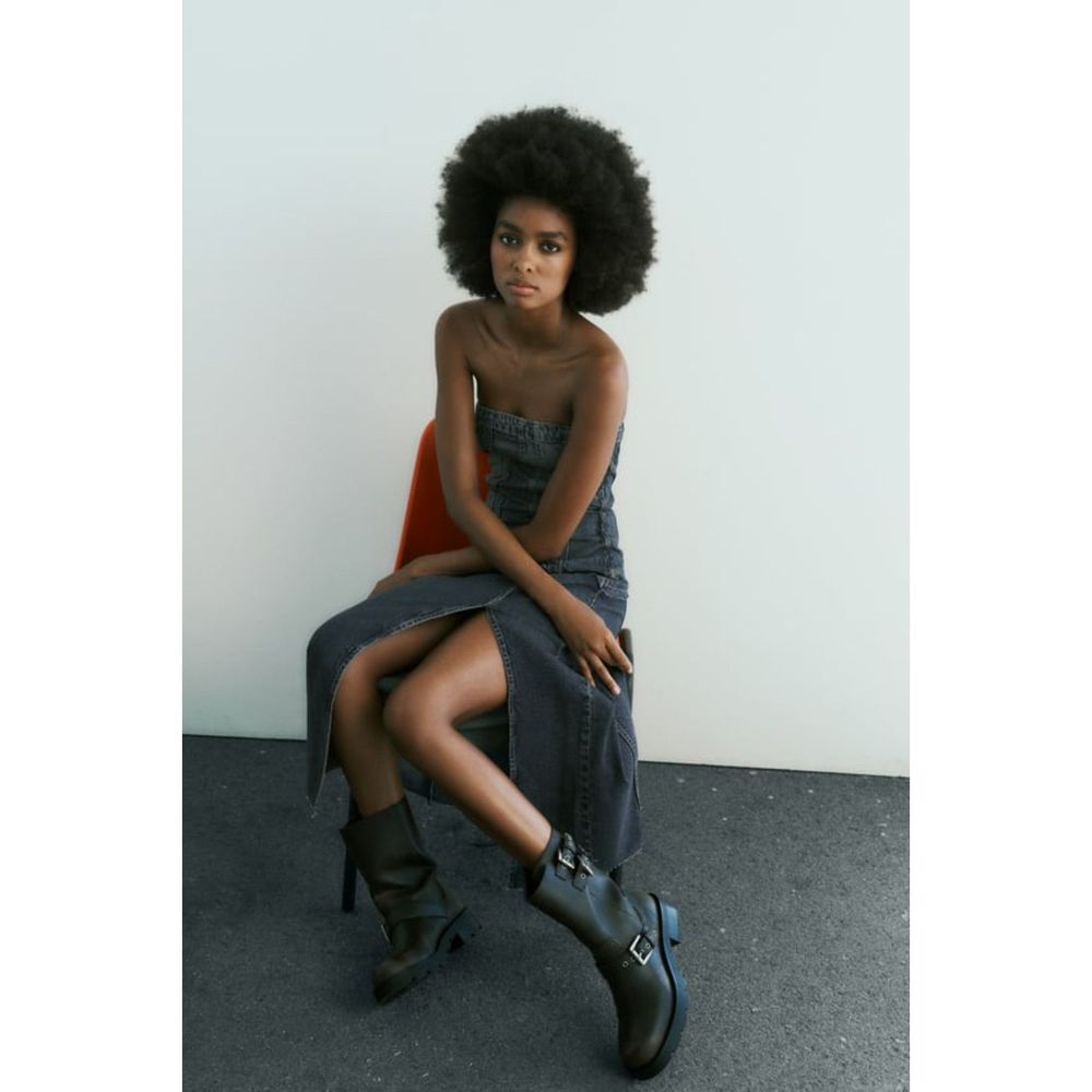 ZARA TRF STRAPLESS DENIM DRESS - Picture 9 of 13